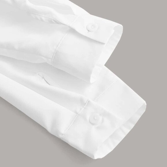 Curvy Sz 2X! White Cropped Button Down | Modern Capsule Essential - Picture 3 of 8